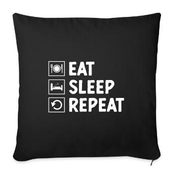 Eat Sleep Repeat Sayings For Introverts - Sofa pillowcase 17,3'' x 17,3'' (45 x 45 cm) - black - Front