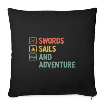 Swords Sails And Adventure Pirate Youth Design - Sofa pillowcase 17,3'' x 17,3'' (45 x 45 cm) - black - Front