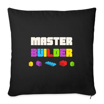 Kids Cool Master Builder Building Block Dad Mom - Sofa pillowcase 17,3'' x 17,3'' (45 x 45 cm) - black - Front