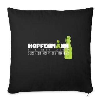 Hopfenmann Fit mit Bier - Sofakissenbezug 45 x 45 cm - Schwarz - Vorne
