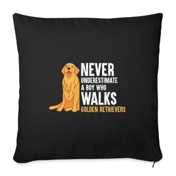 Ne sous-estimez jamais un garçon qui marche en or - Housse de coussin décorative 45 x 45 cm - noir - Devant