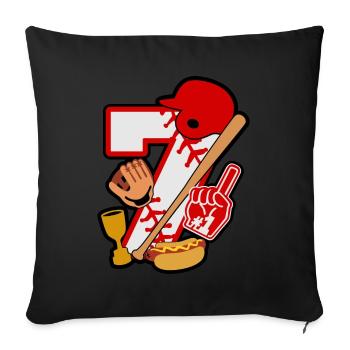 Baseball 7. Geburtstagsparty Nummer 7 - 7 Jahre - Sofakissenbezug 45 x 45 cm - Schwarz - Vorne