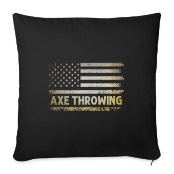 Hache lancer drapeau américain USA patriote hachette - Housse de coussin décorative 45 x 45 cm - noir - Devant