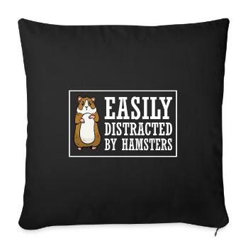 Easily Distracted By Hamsters Animal Lover Hamster - Sofakissenbezug 45 x 45 cm - Schwarz - Vorne
