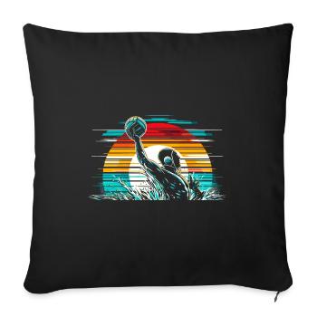 Joueur de water-polo rétro Sports de polo aquatique - Housse de coussin décorative 45 x 45 cm - noir - Devant