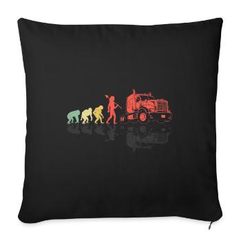 Trucker Evolution Conduire Papa Trucker Père Camion - Housse de coussin décorative 45 x 45 cm - noir - Devant