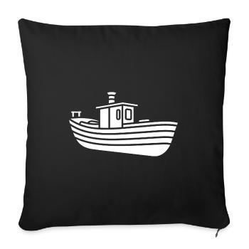 Bateau humour péniche - Housse de coussin décorative 45 x 45 cm - noir - Devant
