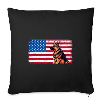 Amerikanische Flagge Deutscher Schäferhund Patriot America GSD - Sofakissenbezug 45 x 45 cm - Schwarz - Vorne