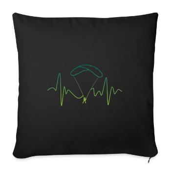 Heartbeat Graphic Paragliding Paraglider Skydiver - Sofakissenbezug 45 x 45 cm - Schwarz - Vorne