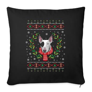 Cadeau de pull de Noël laid Bull Terrier - Housse de coussin décorative 45 x 45 cm - noir - Devant