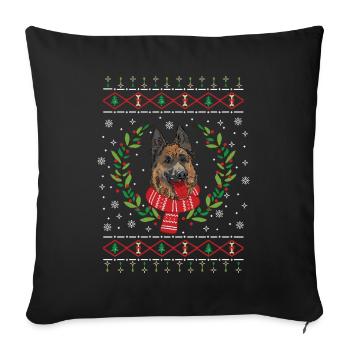 Berger allemand Cadeau de berger - Housse de coussin décorative 45 x 45 cm - noir - Devant