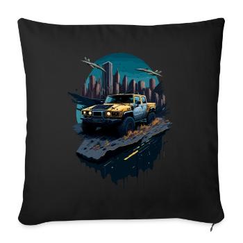 Off-Road Adventure | 4x4 - Sofa pillowcase 17,3'' x 17,3'' (45 x 45 cm) - black - Front