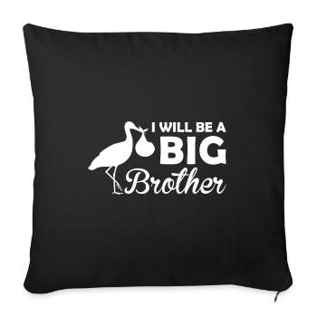 Big brother-to-be stork - Sofa pillowcase 17,3'' x 17,3'' (45 x 45 cm) - black - Front