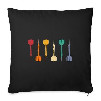 Retro Graphic Dart Player Darts Dartboard Bullseye - Sofa pillowcase 17,3'' x 17,3'' (45 x 45 cm) - black - Front