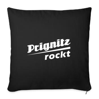 Prignitz rockt - Textdesign mit Stadtnamen - Sofakissenbezug 45 x 45 cm - Schwarz - Vorne