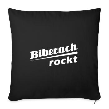 Biberach rockt - Textdesign mit Stadtnamen - Sofakissenbezug 45 x 45 cm - Schwarz - Vorne