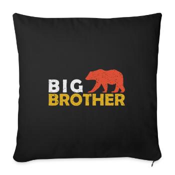 Grand frère ours - Housse de coussin décorative 45 x 45 cm - noir - Devant