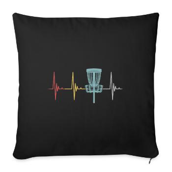 Disc Golf Retro Heartbeat Gift Frisbee Games - Sofa pillowcase 17,3'' x 17,3'' (45 x 45 cm) - black - Front