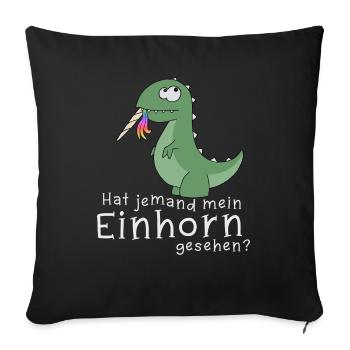 Dino T-Rex frisst Einhorn lustiges Geschenk - Sofakissenbezug 45 x 45 cm - Schwarz - Vorne