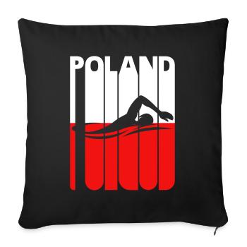 Vintage Swimming Gifts for Swimmers. Polish Flag - Sofa pillowcase 17,3'' x 17,3'' (45 x 45 cm) - black - Front