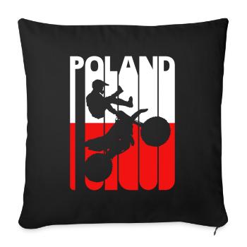 Vintage Retro Polish Flag. Poland.Sports.Motocross - Sofa pillowcase 17,3'' x 17,3'' (45 x 45 cm) - black - Front