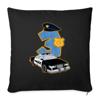 3 years old gift police wagon officer child - Sofa pillowcase 17,3'' x 17,3'' (45 x 45 cm) - black - Front