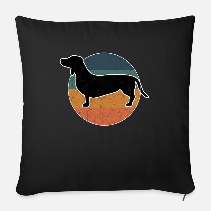 Vintage Dackel Geschenk Hunderasse Hundeliebe - Sofakissenbezug 45 x 45 cm - Schwarz
