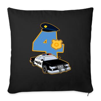 4. Geburtstag Polizei 4 Jahre Kostüm Geschenk - Sofakissenbezug 45 x 45 cm - Schwarz - Vorne