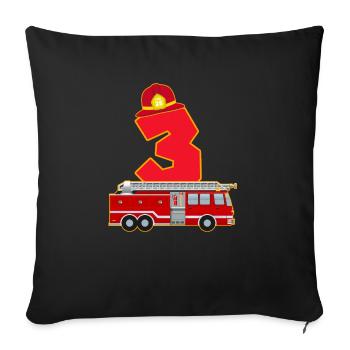 3ème anniversaire pompiers cadeau - Housse de coussin décorative 45 x 45 cm - noir - Devant