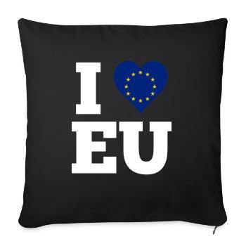 I Love The EU Europe Flag Love Heart Gift - Sofa pillowcase 17,3'' x 17,3'' (45 x 45 cm) - black - Front