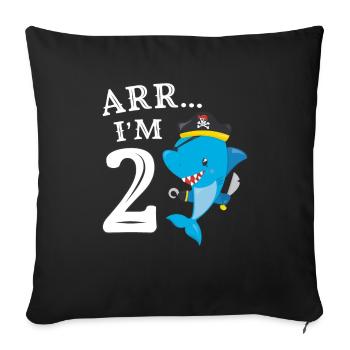 Pirates 2nd Birthday Party 2 Years Shark Gift Idea - Sofa pillowcase 17,3'' x 17,3'' (45 x 45 cm) - black - Front
