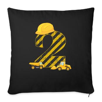 2ème cadeau d'anniversaire d'une pelle mécanique - Housse de coussin décorative 45 x 45 cm - noir - Devant