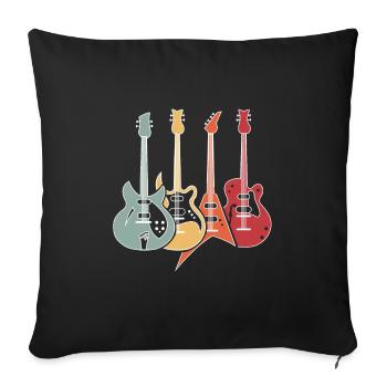Retro Guitars Bass Funny Guitarist Bassist Gift - Sofa pillowcase 17,3'' x 17,3'' (45 x 45 cm) - black - Front