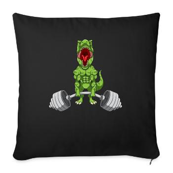 Fitness Bodybuilder Sport Dino T-Rex Cadeau - Housse de coussin décorative 45 x 45 cm - noir - Devant