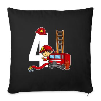 4 ans vieux pompier 4e anniversaire pompiers - Housse de coussin décorative 45 x 45 cm - noir - Devant