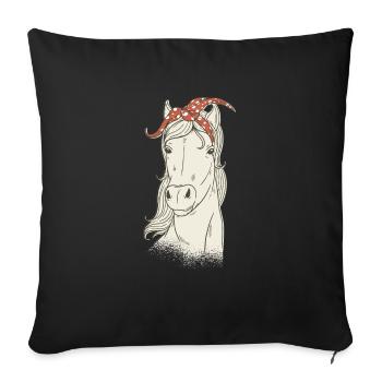Horse Lover Riding Horseback Horse Girl and Women - Sofa pillowcase 17,3'' x 17,3'' (45 x 45 cm) - black - Front