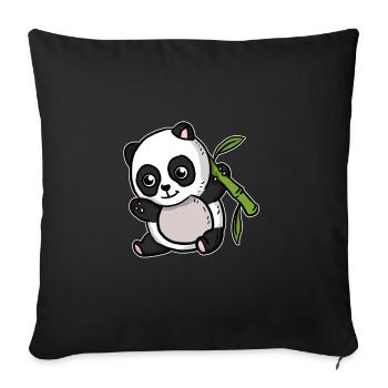 Mignon Kawaii Panda Ours - Housse de coussin décorative 45 x 45 cm - noir - Devant