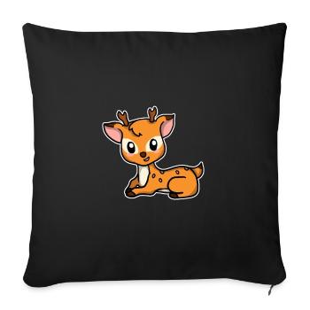 Süßes Reh Rehkitz Baby Hirsch Geschenk - Sofakissenbezug 45 x 45 cm - Schwarz - Vorne