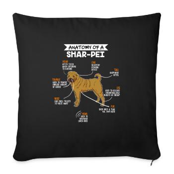 Shar Pei anatomie cadeau chiens - Housse de coussin décorative 45 x 45 cm - noir - Devant