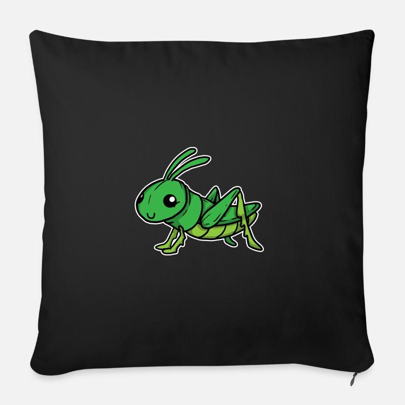 Grüne Heuschrecke Grashüpfer Insekt Geschenk - Sofakissenbezug 45 x 45 cm - Schwarz
