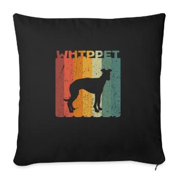 Rétro Whippet lévriers chiens cadeau - Housse de coussin décorative 45 x 45 cm - noir - Devant