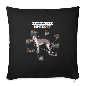 Whippet anatomie chien cadeau - Housse de coussin décorative 45 x 45 cm - noir - Devant