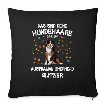 Australian Shepherd Glitzer Hunde Halter Geschenk - Sofakissenbezug 45 x 45 cm - Schwarz - Vorne