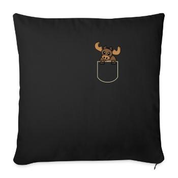 Orignal dans la poche poitrine Elche T-shirt - Housse de coussin décorative 45 x 45 cm - noir - Devant
