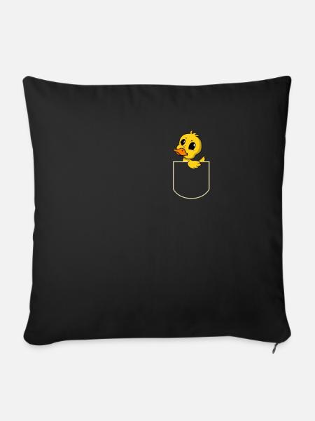 Ente in Der Brusttasche Enten T-Shirt - Sofakissenbezug 45 x 45 cm - Schwarz