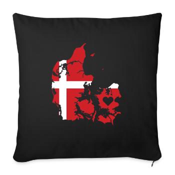 Amour Danemark Cadeau Danois Coeur - Housse de coussin décorative 45 x 45 cm - noir - Devant