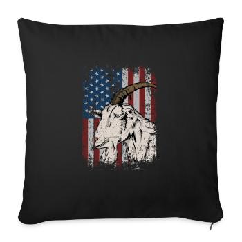 USA Amérique drapeau caprins idée cadeau - Housse de coussin décorative 45 x 45 cm - noir - Devant
