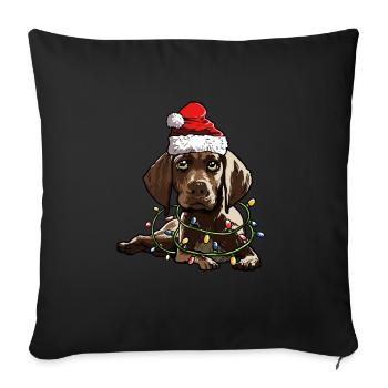 français cheveux courts Noël chiens cadeau - Housse de coussin décorative 45 x 45 cm - noir - Devant