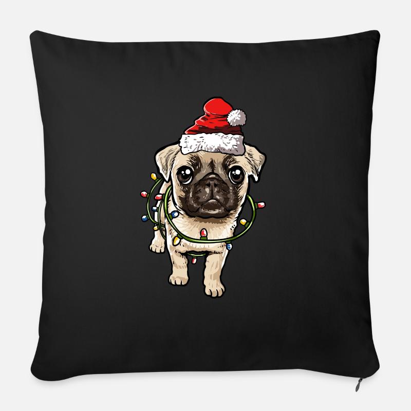 Mops Weihnachten Hunde Geschenk - Sofakissenbezug 45 x 45 cm - Schwarz
