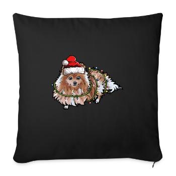 Nain de Noël chien cadeau - Housse de coussin décorative 45 x 45 cm - noir - Devant